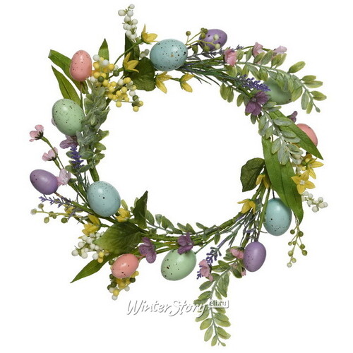 Декоративное украшение Пасхальный Венок - Happy Easter 35 см Kaemingk