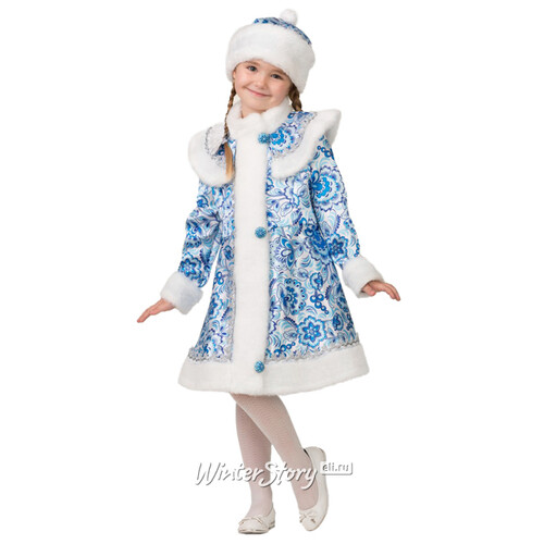 Карнавальный костюм Снегурочка Гжель с шапочкой, рост 116 см Батик