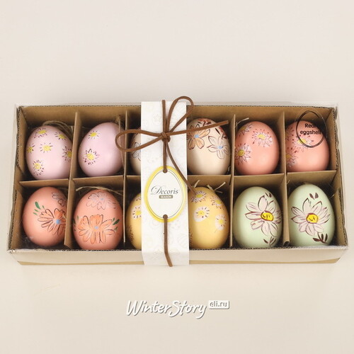 Пасхальные украшения Яйца Sunny Easter 6 см, 12 шт, натуральные Kaemingk