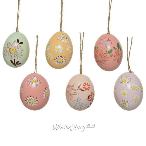 Пасхальные украшения Яйца Sunny Easter 6 см, 6 шт, натуральные Kaemingk