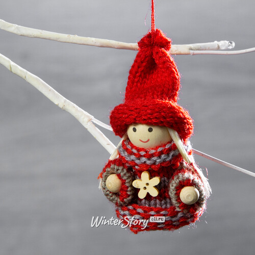 Деревянная ёлочная игрушка Девочка Лоли в красной шапочке 8 см, подвеска Breitner
