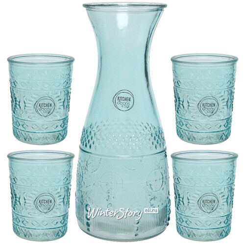 Набор для воды Kirikos: кувшин + 4 стакана, стекло Kaemingk
