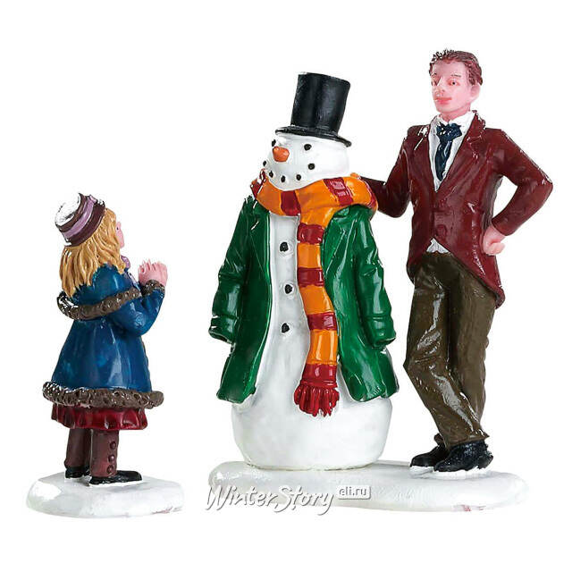 Набор фигурок Папа с Дочкой слепили Снеговика 7 см, 2 шт Lemax