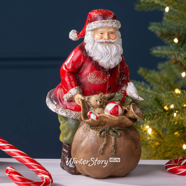 Новогодняя фигурка Санта Клаус с мешком гостинцев 19 см Breitner