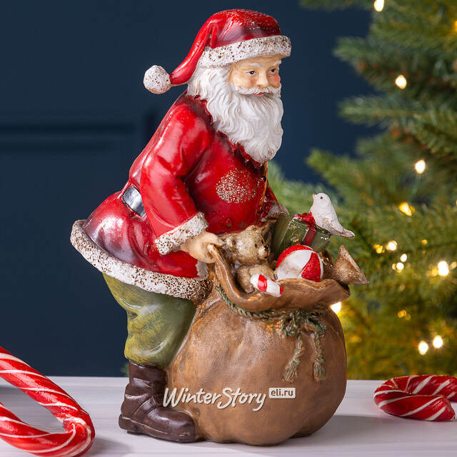 Новогодняя фигурка Санта Клаус с мешком гостинцев 19 см Breitner