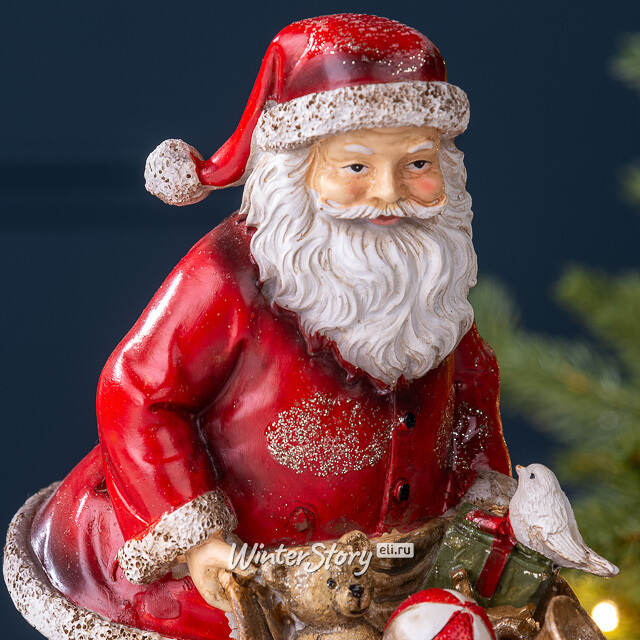 Новогодняя фигурка Санта Клаус с мешком гостинцев 19 см Breitner