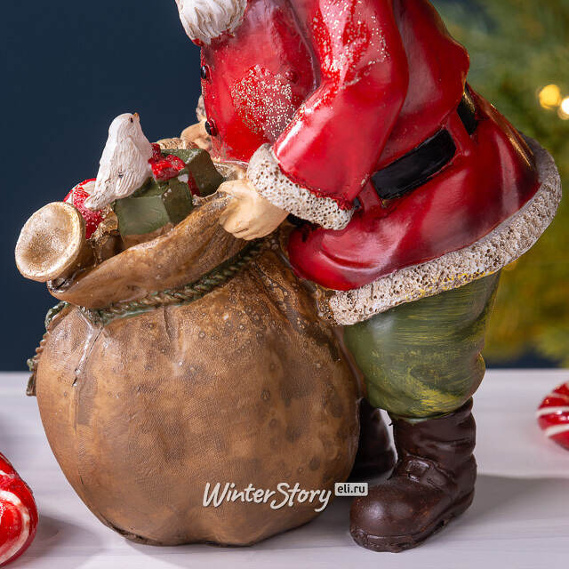 Новогодняя фигурка Санта Клаус с мешком гостинцев 19 см Breitner