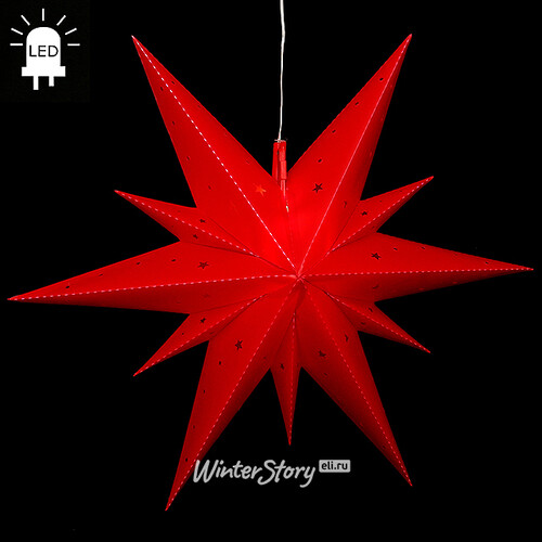 Светильник подвесной Звезда Вифлеемская 60 см красная, LED подсветка, IP44 Sigro