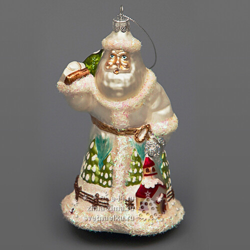 Елочная игрушка "Дед Мороз с елкой", 13 см, стекло, подвеска Holiday Classics