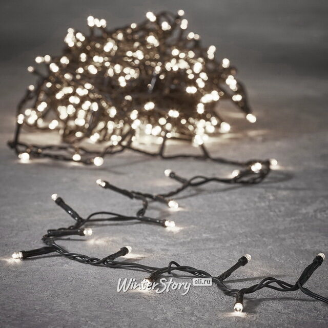 Светодиодная гирлянда Luca на батарейках, 368 теплых белых LED ламп, 27.6 м, зеленый ПВХ, таймер, IP44 Christmas Deluxe