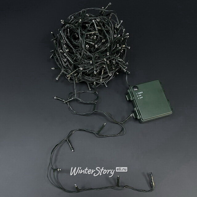 Светодиодная гирлянда Luca на батарейках, 368 теплых белых LED ламп, 27.6 м, зеленый ПВХ, таймер, IP44 Christmas Deluxe