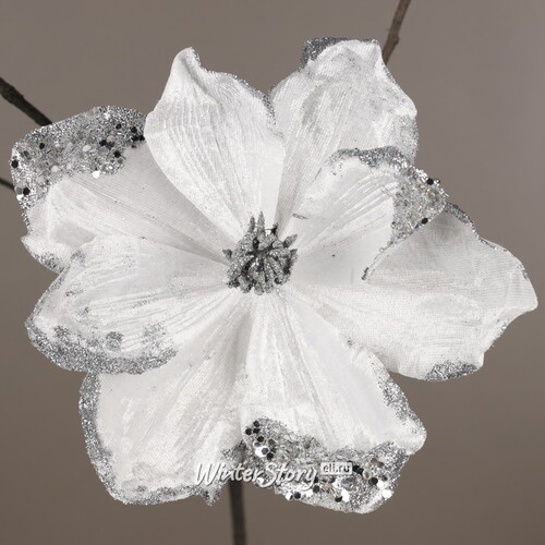 Искусственный цветок Магнолия Vercelli Bianca 23 см, клипса Edelman