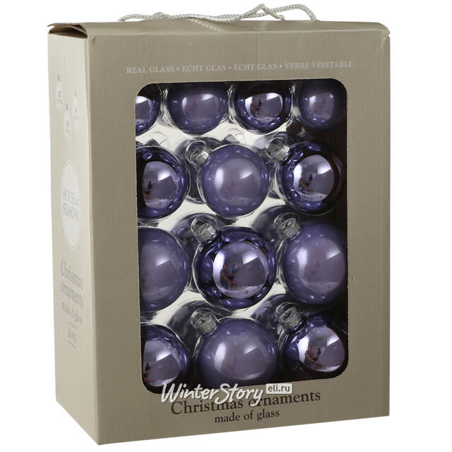 Набор стеклянных шаров Лавандовые Облака, 5-7 см, 26 шт Edelman