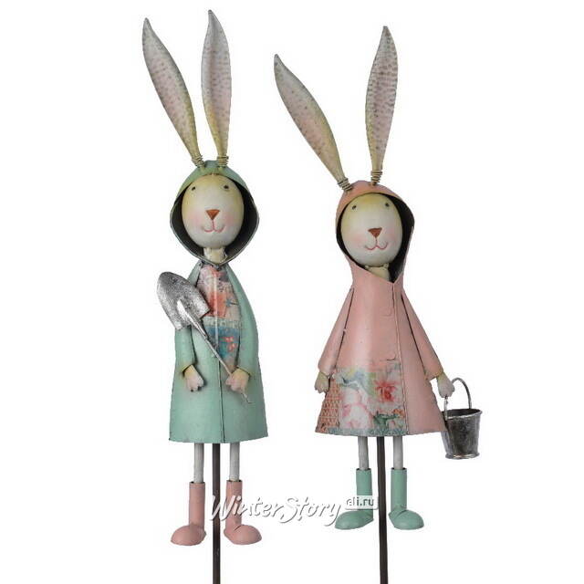 Набор штекеров для цветов Зайка Роза и Кролик Рон - Садовники из Волшебного Леса 100 см, 2 шт Kaemingk