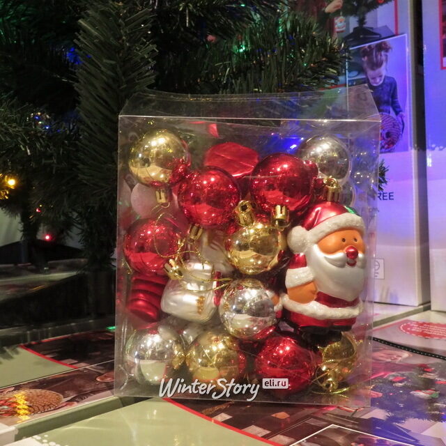 Настольная елка Christmas Story 90 см с игрушками и разноцветной LED гирляндой на батарейках, ПВХ Edelman