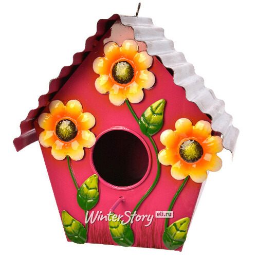 Садовое украшение Скворечник Цветы из Алесунда 31*18 см розовый Kaemingk