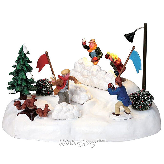 Композиция Игра в снежки, 12*21 см, движение, подсветка, батарейки Lemax