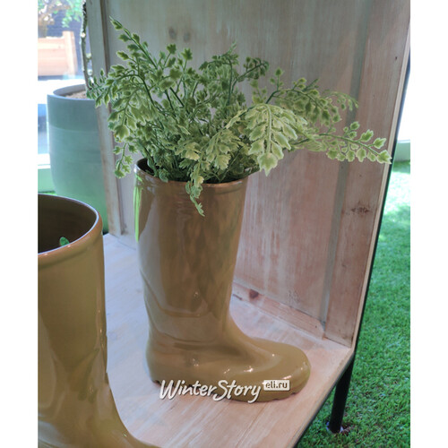 Декоративная ваза для цветов Сапожок Женевьевы из Шербурга 28 см оливковый Kaemingk