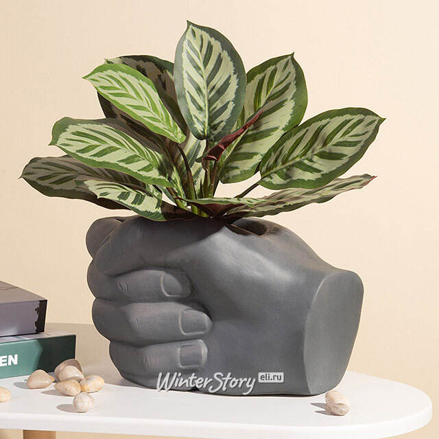 Декоративное кашпо Pugno 32 см серое Kaemingk