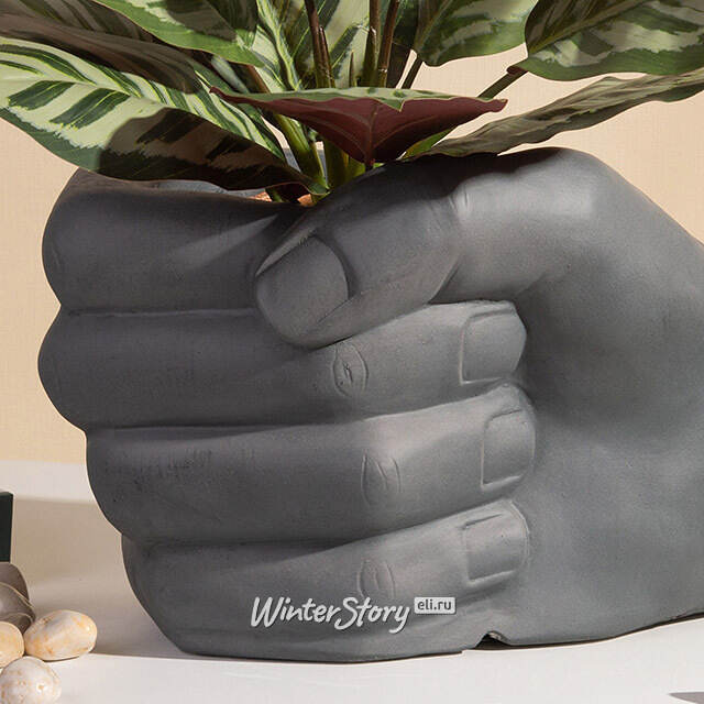 Декоративное кашпо Pugno 32 см серое Kaemingk