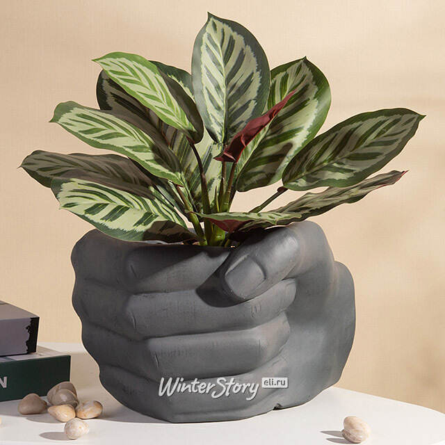 Декоративное кашпо Pugno 32 см серое Kaemingk