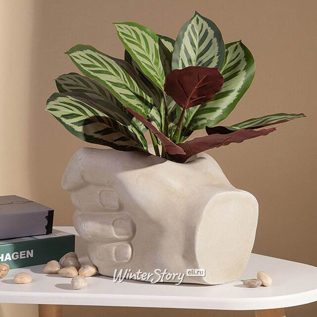 Декоративное кашпо Pugno 32 см бежевое Kaemingk