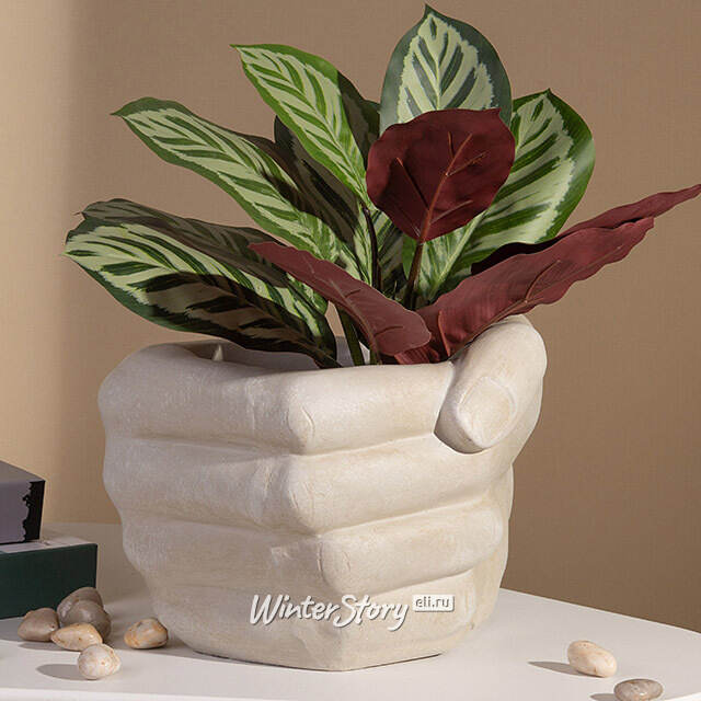 Декоративное кашпо Pugno 32 см бежевое Kaemingk