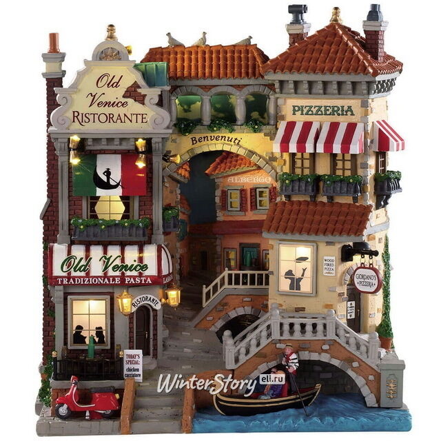Фасад Маленькая Венеция, 28 см, подсветка, батарейки, уцененный Lemax (Лемакс)