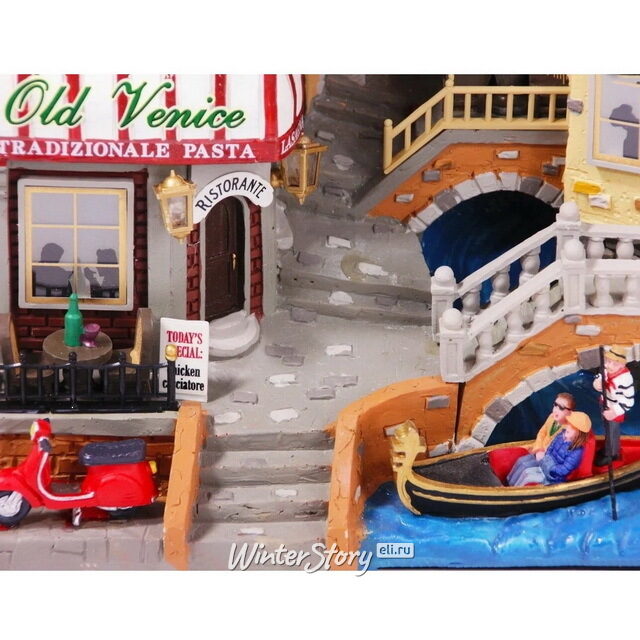 Фасад Маленькая Венеция, 28 см, подсветка, батарейки, уцененный Lemax (Лемакс)