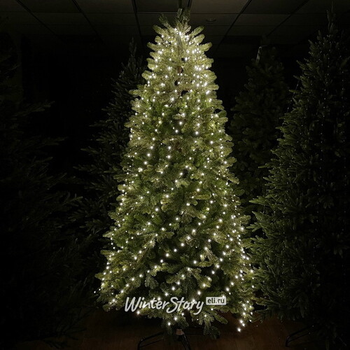Гирлянда на елку 150 см Лучи Росы - Micro Flex, 8 нитей, 256 теплых белых LED ламп, зеленая проволока, контроллер, IP44 Edelman