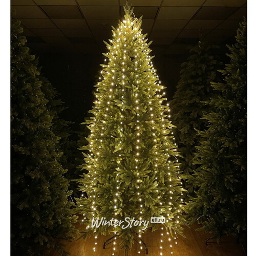 Гирлянда на елку 150 см Лучи Росы - Micro Flex, 8 нитей, 256 экстра теплых белых LED ламп, зеленая проволока, контроллер, IP44 Edelman