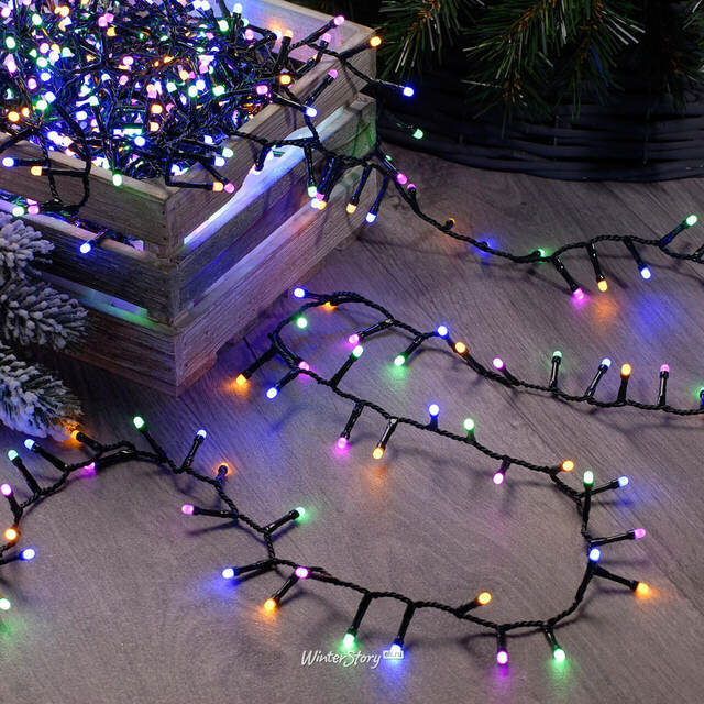 Светодиодная гирлянда Koopman Snake Comfort Macaron 16 м, 800 разноцветных Soft Multi LED ламп, зеленый ПВХ, контроллер, таймер, IP44 Koopman