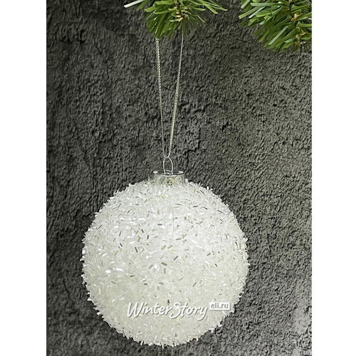 Набор елочных шаров Fluffy Shine: Белый 8 см, 24 шт Edelman