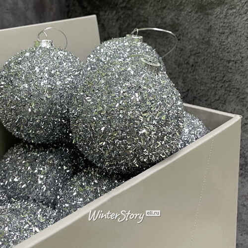Набор елочных шаров Fluffy Shine: Серебряный 10 см, 24 шт Edelman