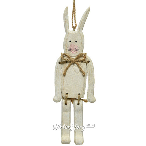 Деревянная елочная игрушка Заяц Найджел 18 см белый, подвеска Kaemingk