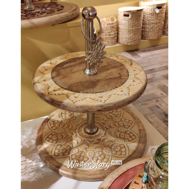 Этажерка для сервировки Семифредо 40*35 см кремовая, двухъярусная Kaemingk