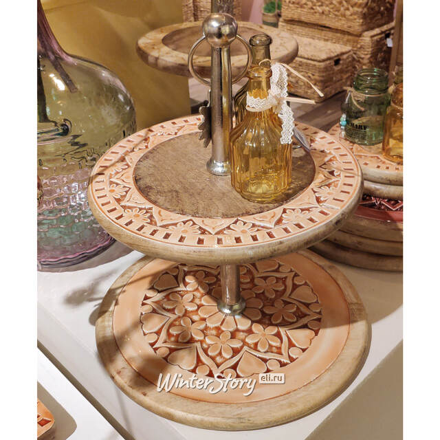 Этажерка для сервировки Семифредо 40*35 см коралловая, двухъярусная Kaemingk