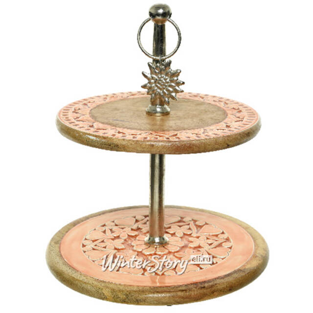 Этажерка для сервировки Семифредо 40*35 см коралловая, двухъярусная Kaemingk