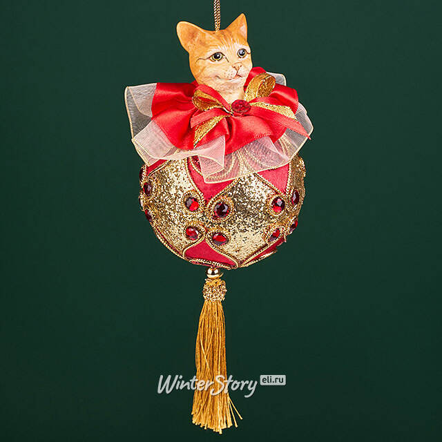 Елочная игрушка Кот Персиваль 23 см, подвеска Christmas Deluxe (Кристмас Делюкс)