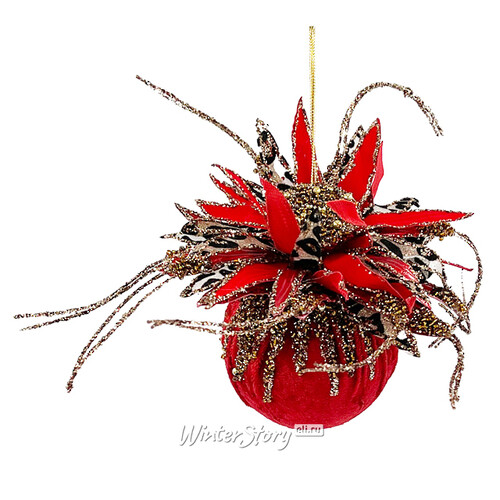 Винтажный елочный шар Girasole Skormus 10 см, красный Christmas Deluxe