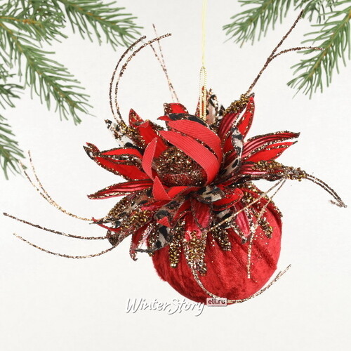 Винтажный елочный шар Girasole Skormus 10 см, красный Christmas Deluxe