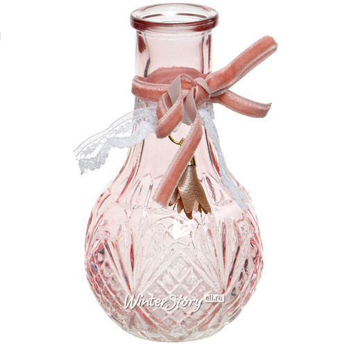 Стеклянная мини ваза Агнесс 11 см нежно-розовая Kaemingk