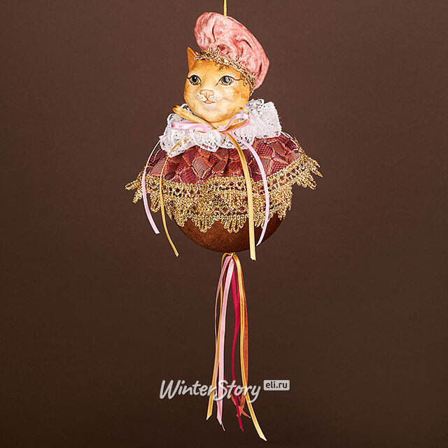 Елочная игрушка Кот Микаэль в шапочке 18 см, подвеска Christmas Deluxe