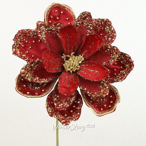 Искусственный цветок Кувшинка - Motavio Vega 56 см бордовый Christmas Deluxe