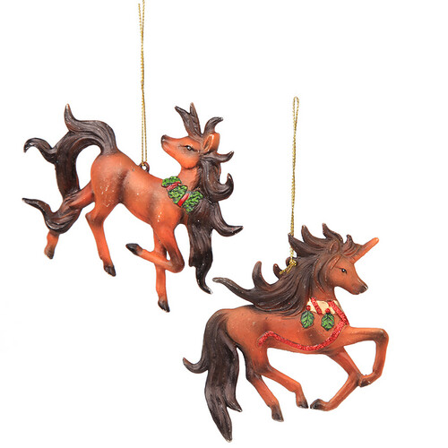 Елочная игрушка Лошадка-Единорог Рождественский 12 см, подвеска Billiet