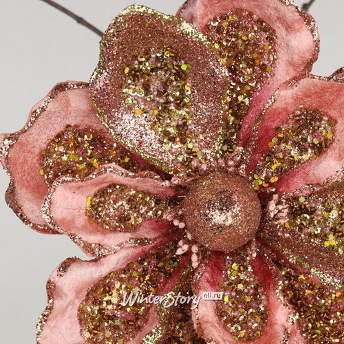 Искусственный цветок Магнолия - Cesare Cante 18 см, клипса Christmas Deluxe