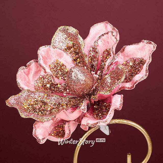 Искусственный цветок Магнолия - Cesare Cante 18 см, клипса Christmas Deluxe