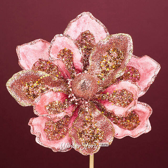 Искусственный цветок Магнолия - Cesare Cante 18 см, клипса Christmas Deluxe