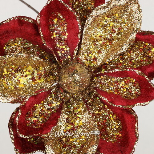 Искусственный цветок Магнолия - Cesare Carlo 18 см, клипса Christmas Deluxe