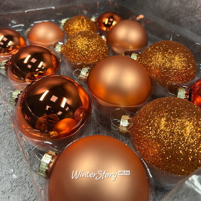 Набор стеклянных шаров Blanchett - Peach Tenderness 5-7 см, 26 шт Christmas Deluxe (Кристмас Делюкс)